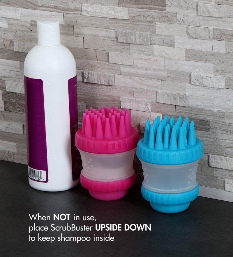 Dexas ScrubBuster Silicone Dog Washing Brush with Built-in Shampoo Reservoir, Pink - Image 4